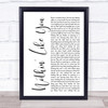 Dan + Shay Nothin' Like You White Script Song Lyric Print