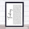 Earth, Wind And Fire Fantasy White Script Song Lyric Print