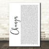 2Pac Changes White Script Song Lyric Wall Art Print