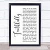 Journey Faithfully White Script Song Lyric Wall Art Print