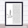 Billy Joel Vienna White Script Song Lyric Wall Art Print