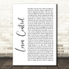 Russ Losin Control White Script Song Lyric Wall Art Print