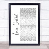 Russ Losin Control White Script Song Lyric Wall Art Print