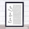 Snow Patrol Open Your Eyes White Script Song Lyric Wall Art Print