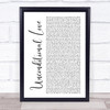 2Pac Unconditional Love White Script Song Lyric Wall Art Print