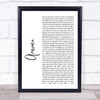 Tool Aenima White Script Song Lyric Wall Art Print