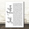 Trace Adkins Just Fishin' White Script Song Lyric Wall Art Print