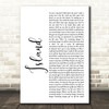 Coheed And Cambria Island White Script Song Lyric Wall Art Print