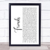 Ella Henderson Friends White Script Song Lyric Wall Art Print