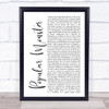 Falling In Reverse Popular Monster White Script Song Lyric Wall Art Print