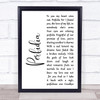 Glenn Miller Perfidia White Script Song Lyric Wall Art Print