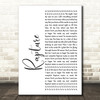 iiO Rapture White Script Song Lyric Wall Art Print