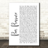 James Bay Peer Pressure White Script Song Lyric Wall Art Print