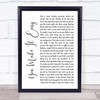 Jason Aldean You Make It Easy White Script Song Lyric Wall Art Print