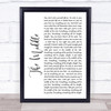 Jimmy Eat World The Middle White Script Song Lyric Wall Art Print