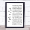 Natty Bedroom Eyes White Script Song Lyric Quote Print