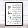 Phil Collins Against All Odds White Script Song Lyric Quote Print