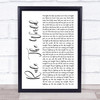 Take That Rule The World White Script Song Lyric Quote Print