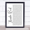 Bruce Springsteen Thunder Road White Script Song Lyric Quote Print