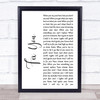 Coldplay Fix You White Script Song Lyric Quote Print