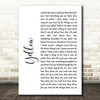 Coldplay Yellow White Script Song Lyric Quote Print