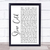 Jimmy Barnes Stone Cold White Script Song Lyric Quote Print
