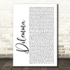 Nelly & Kelly Rowland Dilemma White Script Song Lyric Quote Print