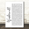 Oasis Wonderwall White Script Song Lyric Quote Print