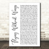 Westlife Flying Without Wings White Script Song Lyric Quote Print