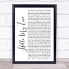 Westlife Hello My Love White Script Song Lyric Quote Print
