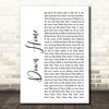Alabama Down Home White Script Song Lyric Print