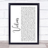 Culture Club Victims White Script Song Lyric Print