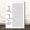 Feargal Sharkey A Good Heart White Script Song Lyric Print