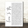 Foo Fighters Learn To Fly White Script Song Lyric Print