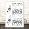 Glasgow Rangers Follow, Follow White Script Song Lyric Print