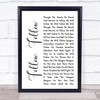 Glasgow Rangers Follow, Follow White Script Song Lyric Print