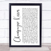 Jessie Ware Champagne Kisses White Script Song Lyric Print