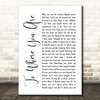 Josh Groban To Where You Are White Script Song Lyric Print