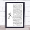 Khalid Better White Script Song Lyric Print