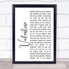 The Beautiful South Valentine White Script Song Lyric Print