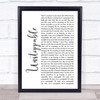 The Score Unstoppable White Script Song Lyric Print