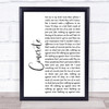 Tom Odell Concrete White Script Song Lyric Print