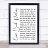 UB40 Come Back Darling White Script Song Lyric Print