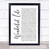 Alter Bridge Wonderful Life White Script Song Lyric Print
