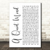 Blue October A Quiet Mind White Script Song Lyric Print