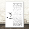 James Laid White Script Song Lyric Print