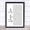 Kenny Loggins Danger Zone White Script Song Lyric Print