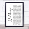 Musiq Dontchange White Script Song Lyric Print