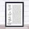 Peabo Bryson & Regina Belle A Whole New World White Script Song Lyric Print