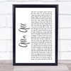 Peter Cetera and Cher After All White Script Song Lyric Print